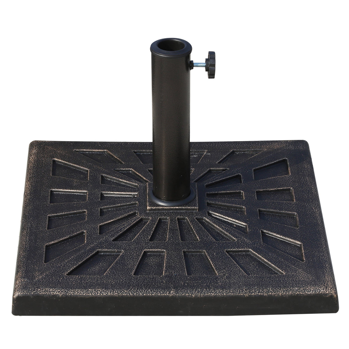 Outsunny 15kg Resin Durable Patterned Colophony Garden Patio Square Umbrella Stand Base Stand Bronze