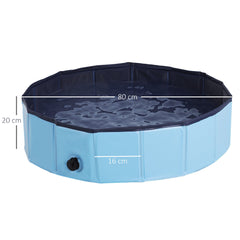 PawHut Foldable Dog Paddling Pool Pet Cat Swimming Pool Indoor/Outdoor Collapsible Summer Bathing Tub Shower Tub Puppy Washer (â80 √É‚Äî 20H cm, Blue)