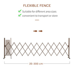 Outsunny Expanding Trellis Fence Freestanding Movable Fence Foldable Garden Screen Panel Aluminum, 300cm x 103.5 cm, Dark Brown