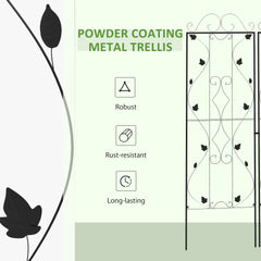 Outsunny Metal Trellis Set of 2, Garden Trellis for Climbing Plants Support Frames, Leaf Design