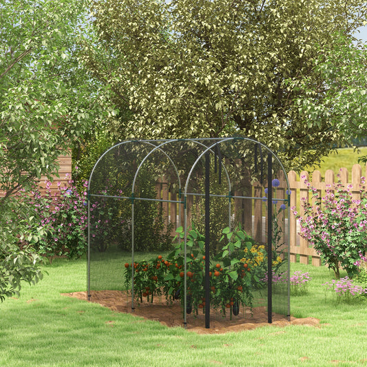 Outsunny Galvanised Steel Fruit Cage, Plant Protection Tent with Zipped Door, 1.2 x 2.4 x 1.9m, Black