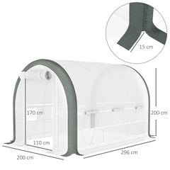 Outsunny 3 x 2(m) Walk-In Tunnel Greenhouse, with Accessories - White