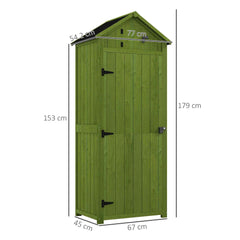 Outsunny Wooden Garden Shed, Utility Outdoor Small Shed with Lockable Double Doors, Shelves and Roof Hatch, Dark Green