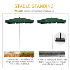 Outsunny Garden Parasol Umbrella, Outdoor Market Table Umbrella with Ruffles & Aluminium Pole, Rectangular Tilting Parasol Sun Shade Canopy, 2 x 1.3m, Green