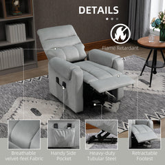 HOMCOM Vibration Massage Rise and Recliner Chair, Electric Power Lift Recliner with Remote Control and Side Pockets, Grey