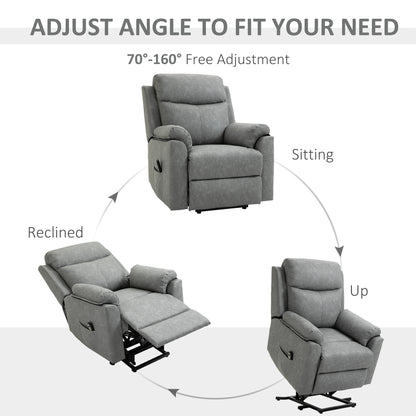 HOMCOM Faux Leather 70√Ç¬∞ Electric Riser Recliner Chair - Grey
