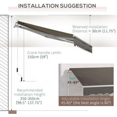 Outsunny Awning Canopy Manual Retractable Porch Sun Shade Shelter 3 x 2m Grey