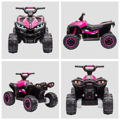 HOMCOM 12V Ride-On Quad Bike w/ Music, Horn, for Ages 3-5 Years - Pink