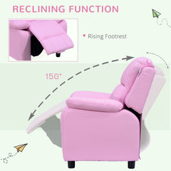 HOMCOM Kids Sofa Armchair Toddler Recliner Children's Chair Lounger Games Chair PU Leather w/ Storage (Pink)