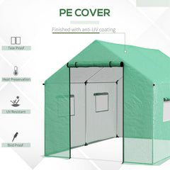 Outsunny Polyethylene Walk-in Polytunnel Greenhouse, 2 x 3(m), Green