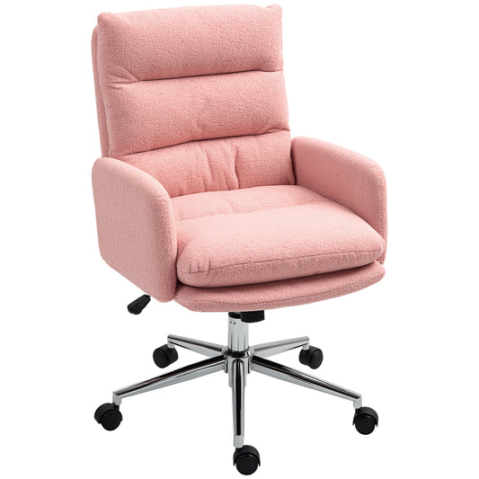 HOMCOM 91-99cm Sherpa Fleece Office Chair - Pink