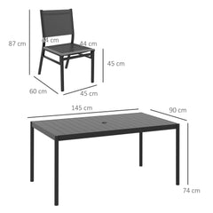 Outsunny Seven-Piece Steel Dining Set, with Aluminium-Top Table