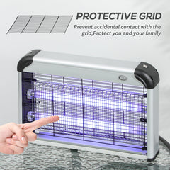 Outsunny Free Standing Wall Hanging 30W Electric Fly Mosquito Killer 60√£≈Ω¬° Coverage Electric Fly Zapper, Bug Zapper, Insect Killer Silver