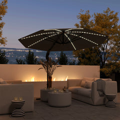 Outsunny 3(m) Cantilever Garden Parasol with Solar Powered Lights, Crank Handle & Cross Base, UPF 50+, 360√Ç¬∞ Rotation, Dark Grey