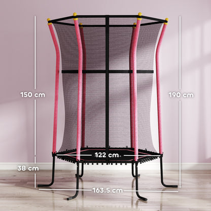 HOMCOM Kids Trampoline Mini Bouncer with Enclosure Safety Net For Ages 3-10 Years - Pink