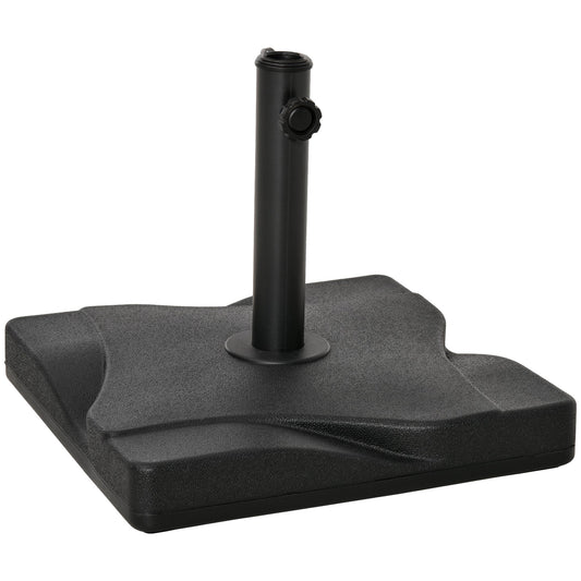 Outsunny 20kg Square Parasol Base Outdoor Garden Cement Umbrella Weight Stand Holder, Fits 32mm,38mm,48mm Pole - Black