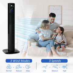 HOMCOM 38" Freestanding Tower Fan Cooling with Aroma Function, Oscillating, 12h Timer, LED Sensor Panel, Remote Controller, 3 Modes, for Bedroom, Black