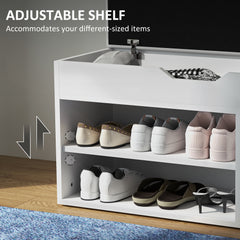 HOMCOM Shoes Cabinet Bench Hidden Storage Padded Seat Organiser Footwear Rack Hallway Cream White