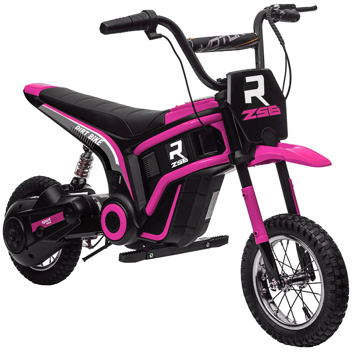 HOMCOM 24V Electric Motorbike with Twist Grip Throttle, Music, Horn, 12" Pneumatic Tyres, 16km/h Max Speed - Pink