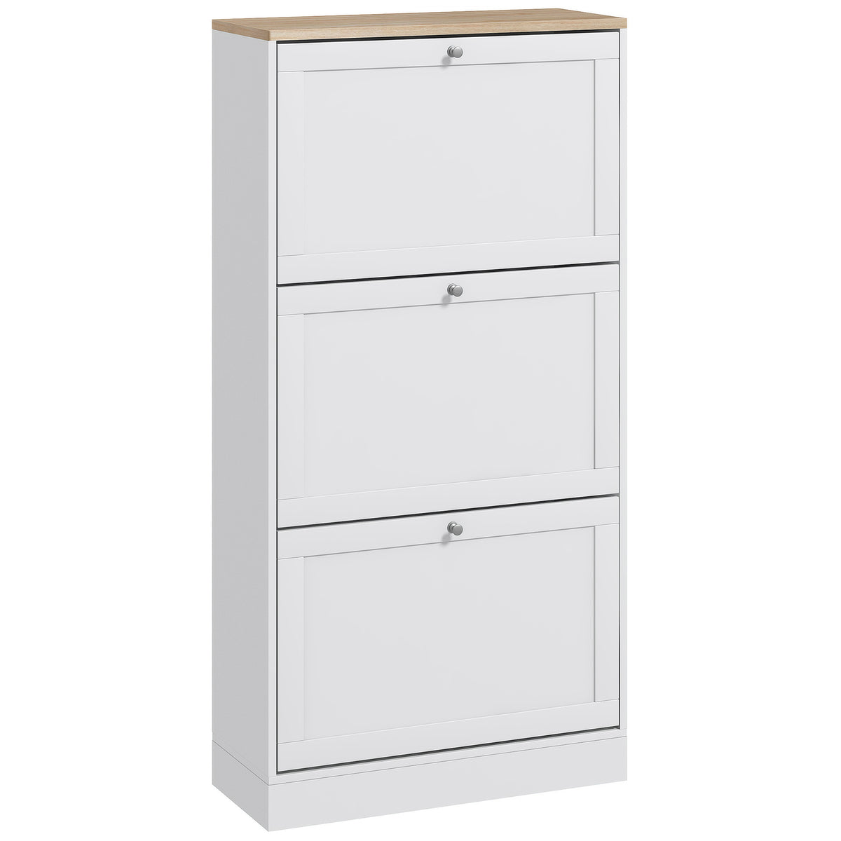 HOMCOM Modern Compact Three-Drawer Shoe Storage Cabinet - White