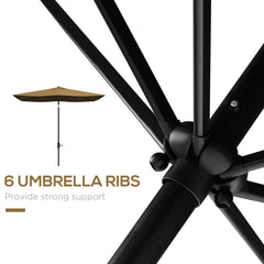 Outsunny 2 x 3(m) Garden Parasol Umbrella, Rectangular Outdoor Market Umbrella Sun Shade with Crank & Push Button Tilt, 6 Ribs, Aluminium Pole, Brown