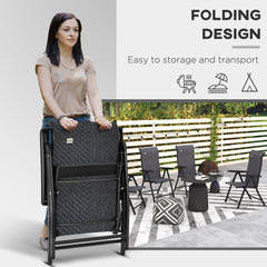 Outsunny Set of Four Folding Garden Chairs, with Seven-Position Adjustable Backs, Grey