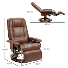 HOMCOM Faux Leather Armchair, with 145√Ç¬∞ Reclining Back and Footrest - Brown