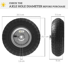 مجموعة Outsunny من 4 عجلات هوائية، عجلات عربة يدوية مقاس 10 بوصات بديلة لعربات الحظيرة، وعربات الخراطيم، وعربات الحدائق، وشاحنات الأكياس، باللون الأسود