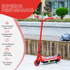 AIYAPLAY Electric Scooter for Ages 6-14, with Colourful Light and Electric Brake, Electric Scooter E Scooter, Up to 10 KM/H & 8 KM, Red