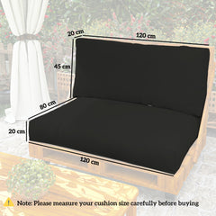 Outsunny 2 Seater Pallet Furniture Cushions Pallet Cushions, UPF20+ 220gsm Fabric, 20 cm Thick Outdoor Seat Pads, Black