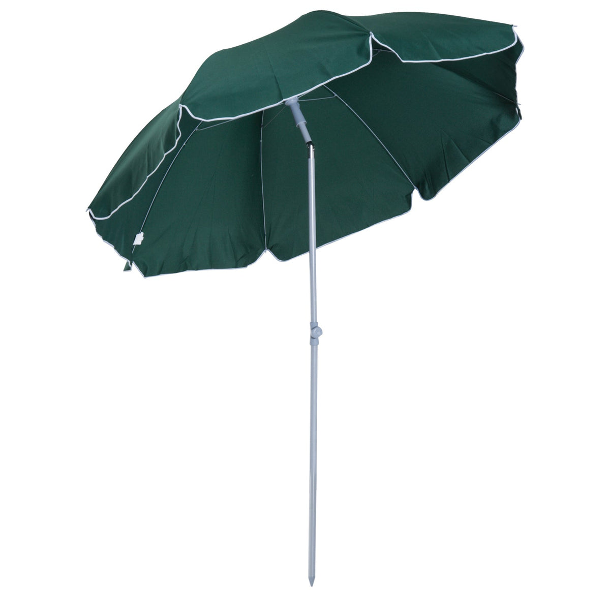 Outsunny 2.2m Beach Umbrella, Portable Parasol with Tilting Function, Outdoor Sunshade Shelter with 8 Ribs, Green