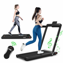 1-12Kph Folding Electric Treadmill with Bluetooth Capability-Black