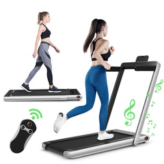 1-12Kph Folding Electric Treadmill with Bluetooth Capability-Silver