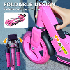 AIYAPLAY Scooter for Kids Ages 3-8 with Adjustable Handle, 2 Light up Wheels, Handbrake & Rear Brake for Girls and Boys, Pink