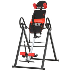 HOMCOM Gravity Inversion Table with Safety Belt Adjustable Hand Stand for Muscle Pain Relief, Red