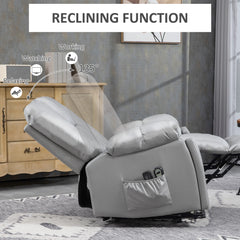 HOMCOM Leathaire Eight Massage Point Armchair, with Reclining Back - Charcoal Grey