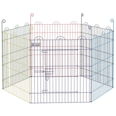 PawHut Pet Playpen Crate, with Six Panels, Door, for Indoors and Outdoors