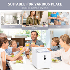 HOMCOM Ice Maker Machine, 1.5L Countertop Ice Cube Maker with Self-Cleaning, 9 Cubes Ready in 8 Mins, 12kg in 24 Hrs, No Plumbing with Basket, White