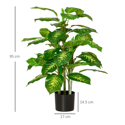 HOMCOM Faux Rose Plants, with Pots