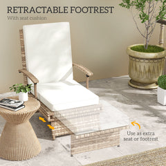 Outsunny 80√Ç¬∞ Reclining Rattan Lounger - White/Brown