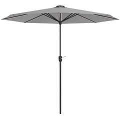 Outsunny 2.65m Garden Parasol, with LED Lights - Light Grey