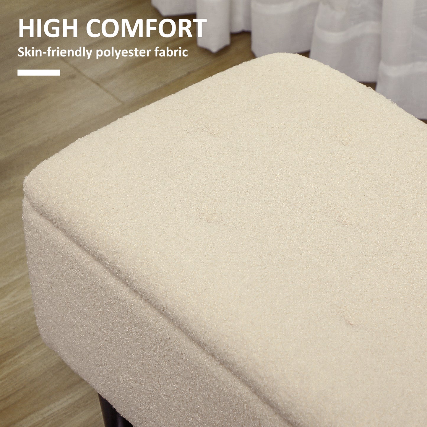 HOMCOM 47L Teddy Fleece Storage Ottoman - Cream