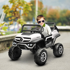 HOMCOM 12V Licensed Mercedes-Benz Unimog, Kids Electric Ride on Car, with Remote Control, Horn, Light, MP3 - White