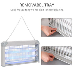 Outsunny Wall Hanging Bug Zapper, 30W Electric Fly Zapper Mosquito Killer, 60√£≈Ω¬° Coverage Insect Killer, Indoor Outdoor Use, Grey