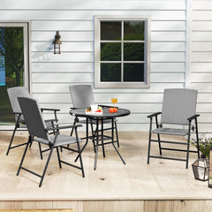 Outsunny Set of Four Folding Rattan Seat Chairs - Grey