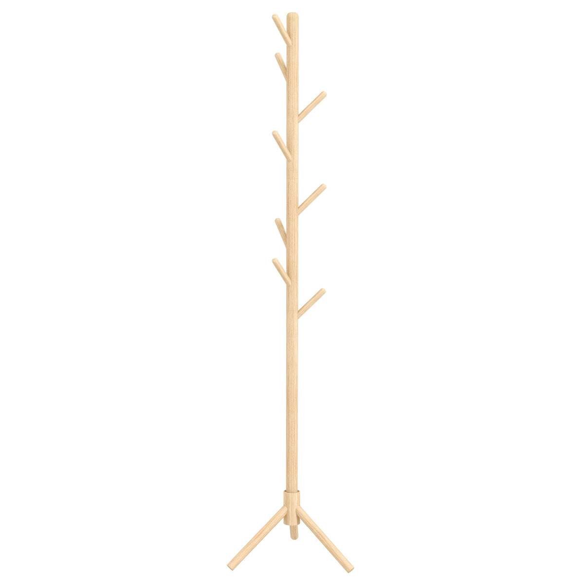 HOMCOM Eight-Hook Wooden Coat Rack - Natural