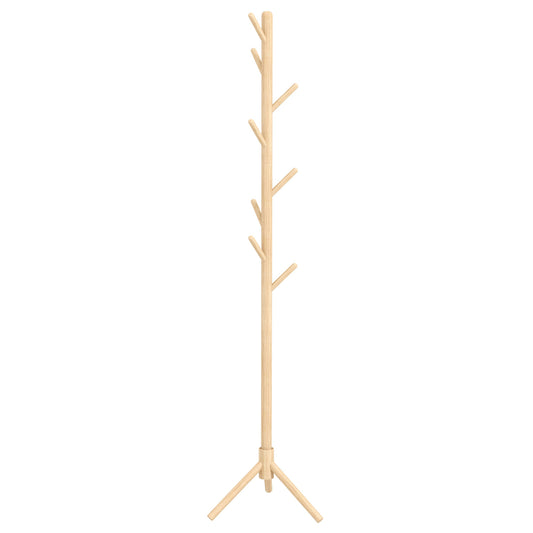 HOMCOM Eight-Hook Wooden Coat Rack - Natural