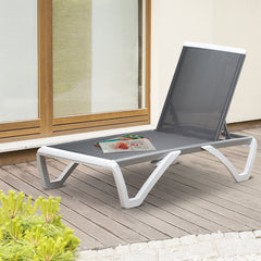 Outsunny Aluminium Frame Sun Lounger, with Adjustable Back - Grey