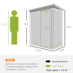 حظيرة تخزين خارجية من Outsunny مقاس 5 × 3 أقدام مع باب منزلق وسقف مائل للأدوات والمعدات الخارجية، باللون الأسود
