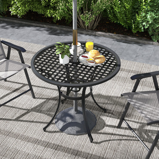 Outsunny Round Aluminium Table, with √¢≈í‚Ç¨50mm Parasol Hole